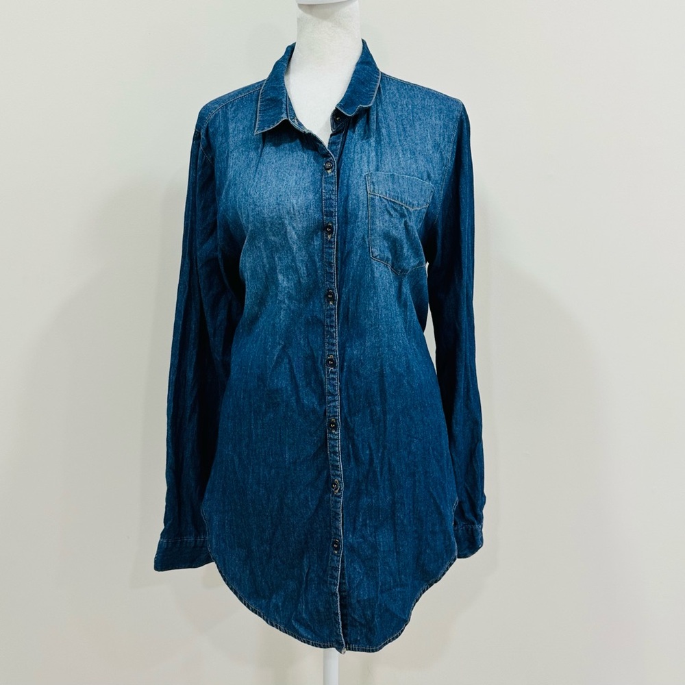 Love Nation Women’s Jeans Blue Blouse Tunic Size L